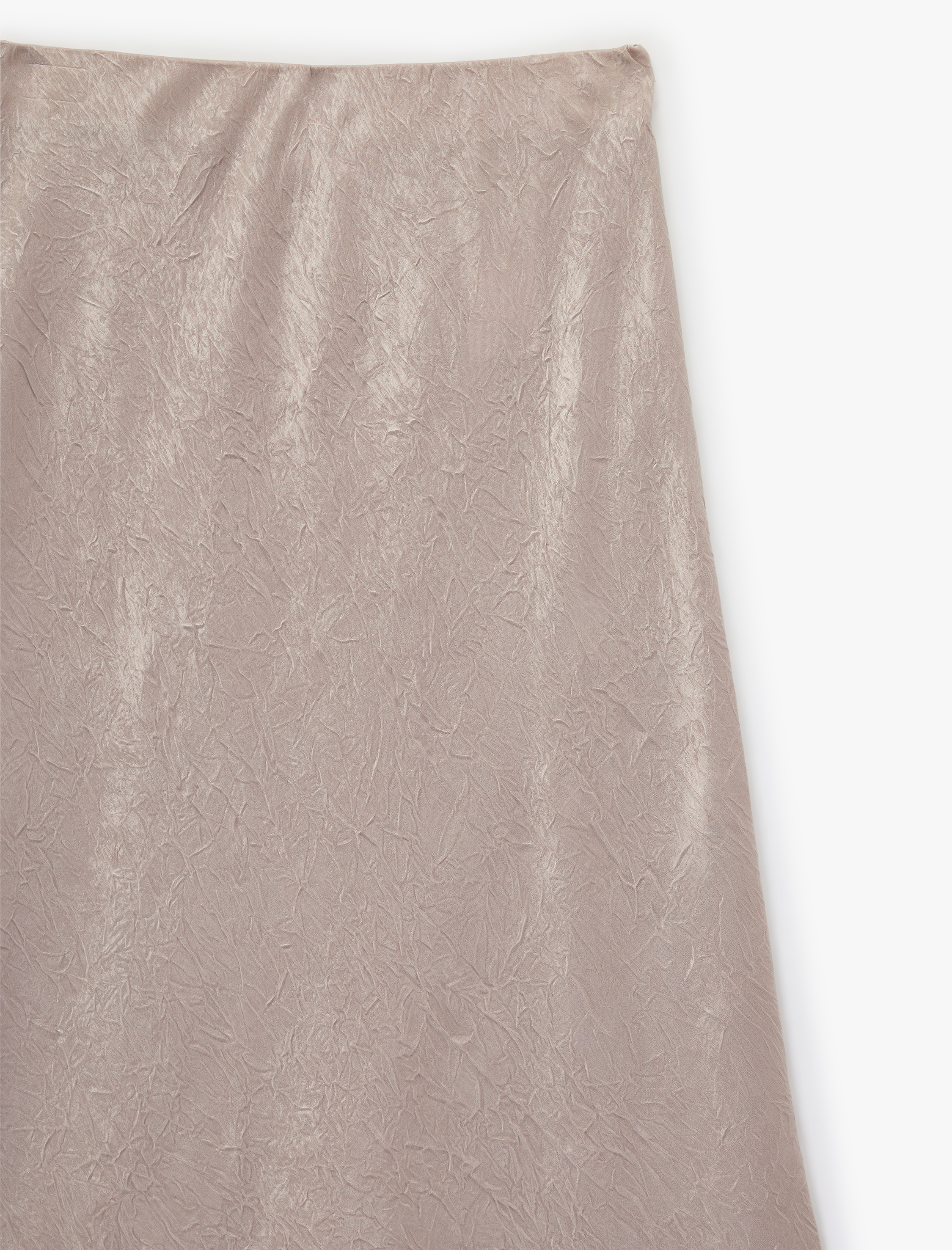   Balık Kesim Slim Fit Midi Boy Dokulu Saten Etek