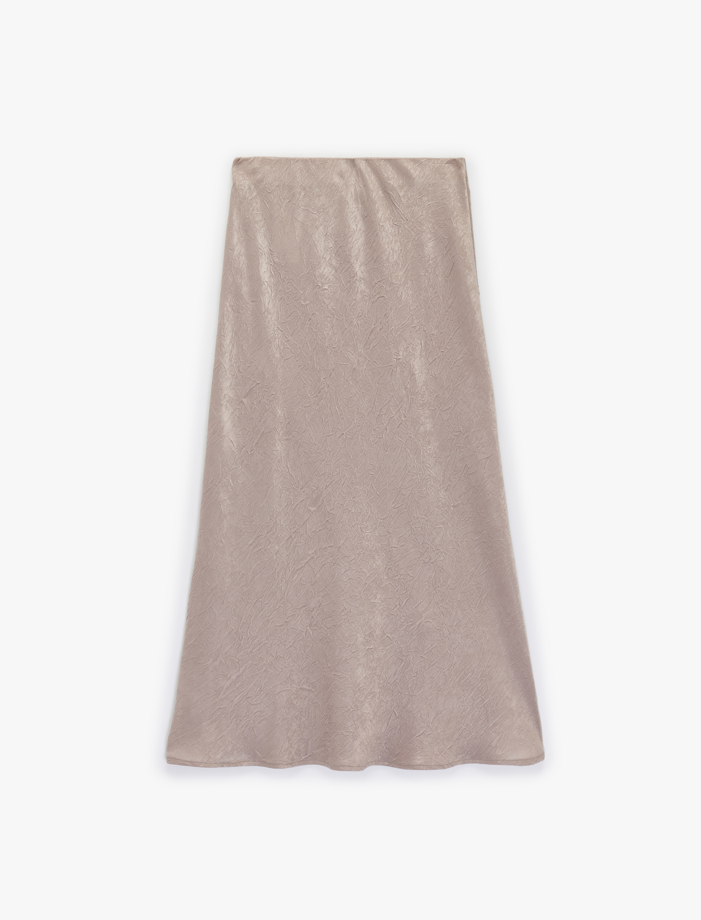   Balık Kesim Slim Fit Midi Boy Dokulu Saten Etek