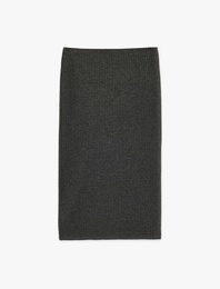 Yırtmaç Detaylı Slim Fit Parıltılı Midi Kalem Etek