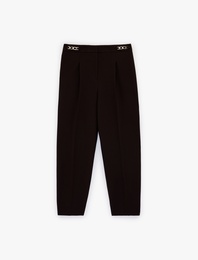 Pile Detaylı Metal Aksesuarlı Havuç Pantolon