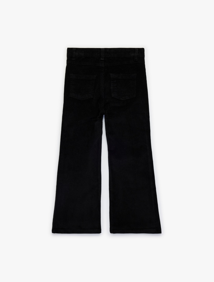 Kız Çocuk Pamuklu Beli Ayarlanabilir Lastikli İspanyol Paça Pantolon