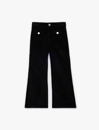 Pamuklu Beli Ayarlanabilir Lastikli İspanyol Paça Pantolon