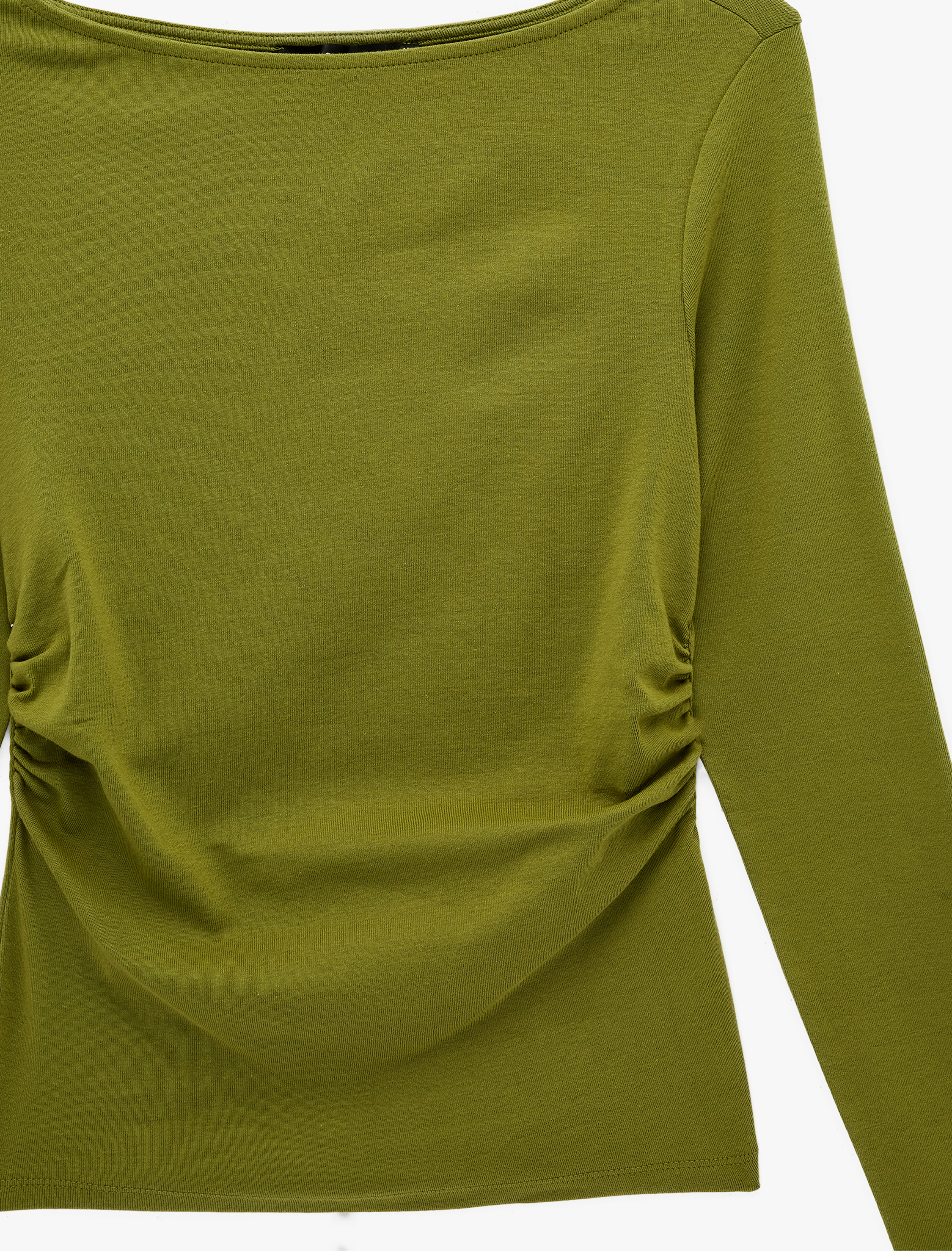   Pamuklu Slim Fit Geniş Yuvarlak Yaka Uzun Kollu Tişört