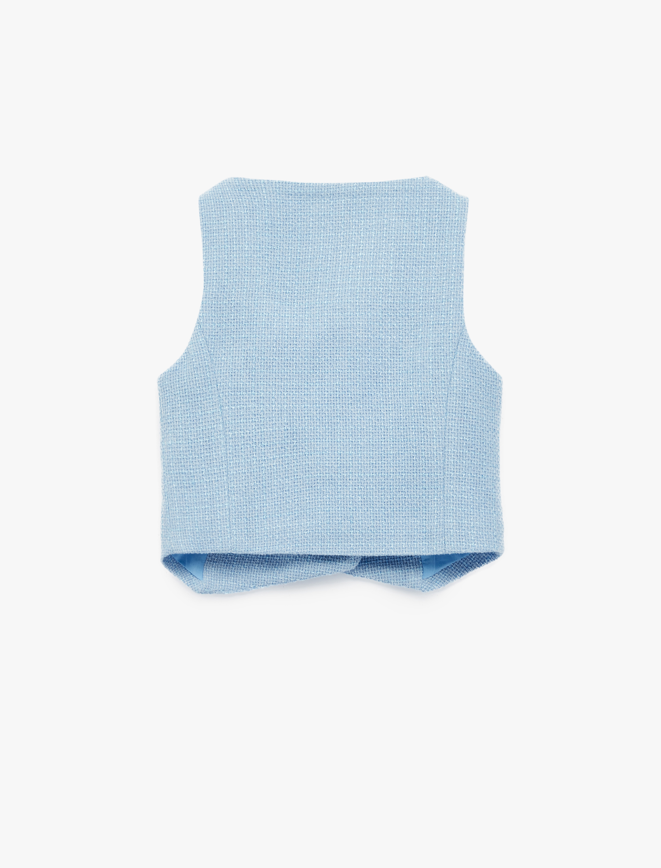  Kız Çocuk Düğme Detaylı Kare Yaka Kolsuz Tüvit Yelek