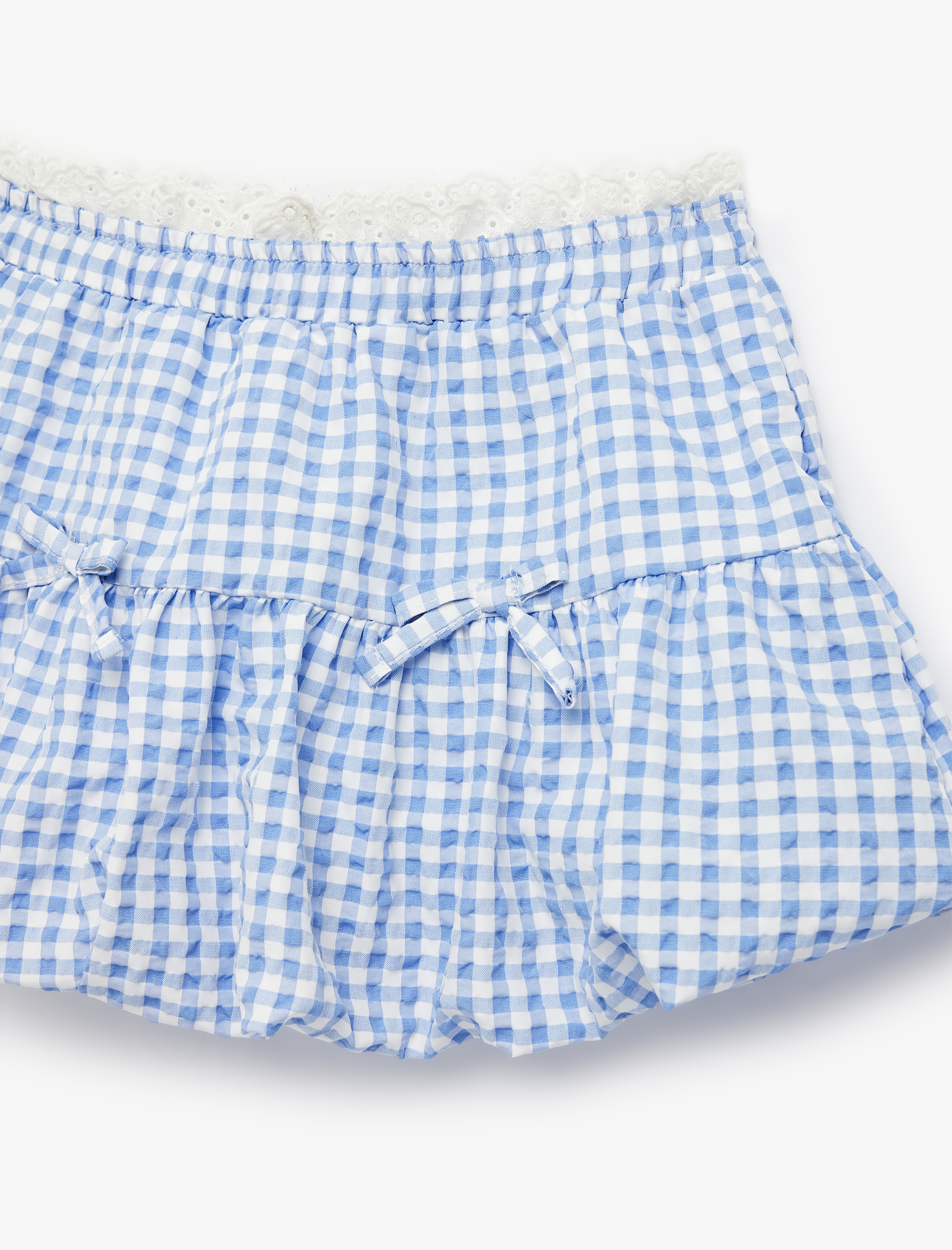  Kız Bebek Fiyonk Detaylı Balon Form Katlı Pötikare Etek