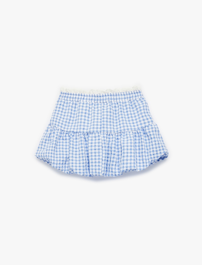 Kız Bebek Fiyonk Detaylı Balon Form Katlı Pötikare Etek