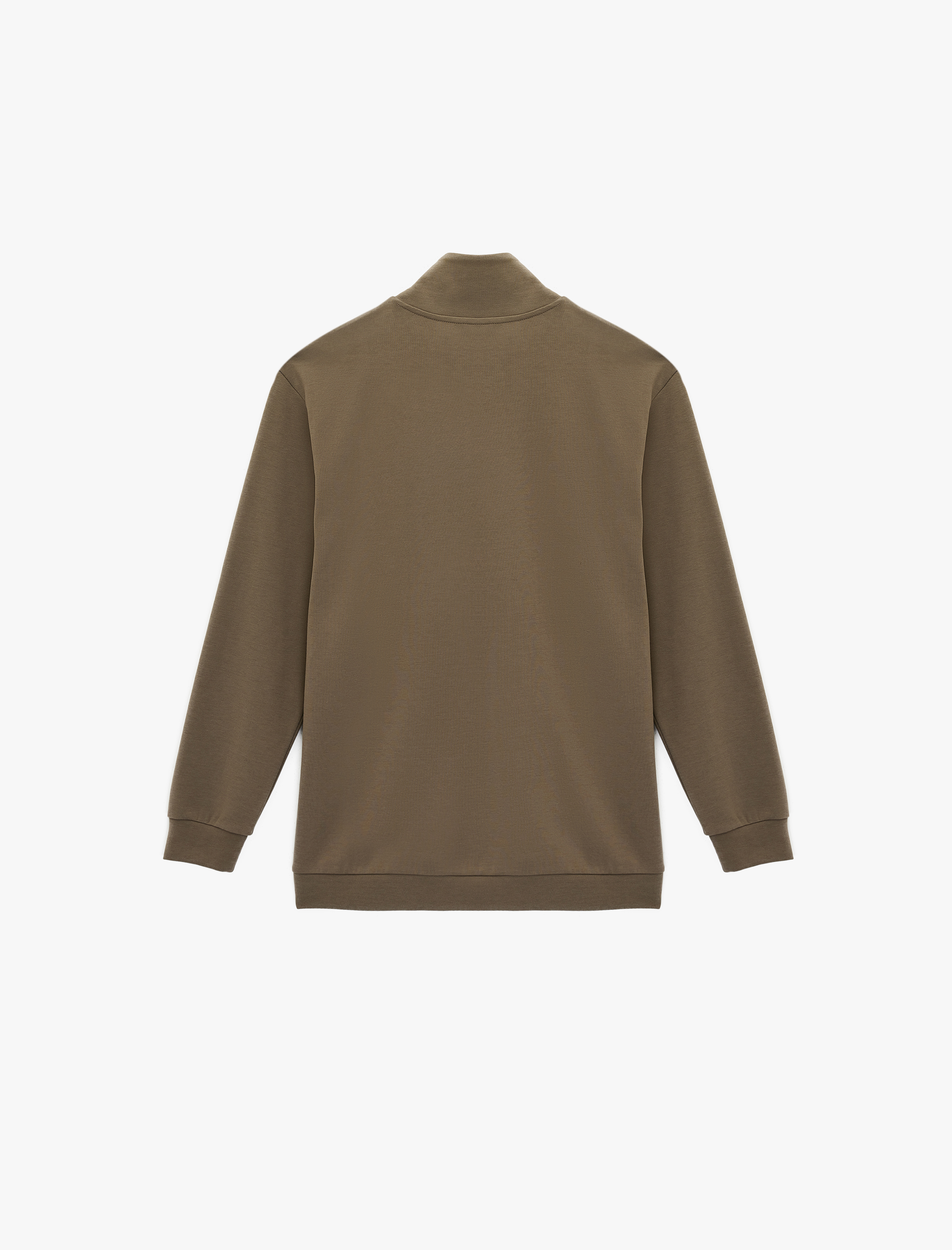   Pamuklu Uzun Kollu Oversize Dik Yaka Yarım Fermuarlı Sweatshirt