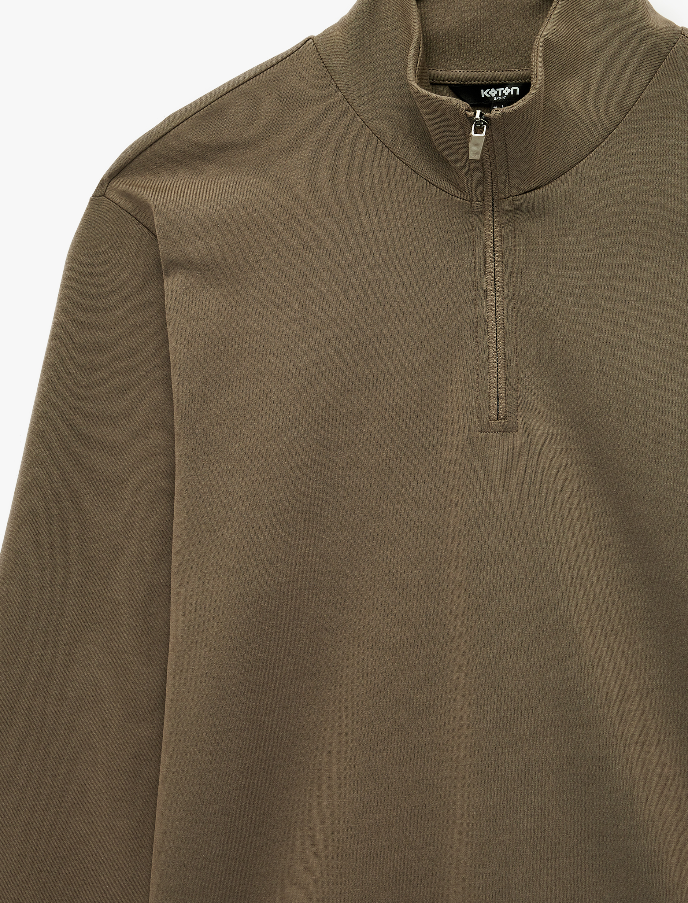   Pamuklu Uzun Kollu Oversize Dik Yaka Yarım Fermuarlı Sweatshirt