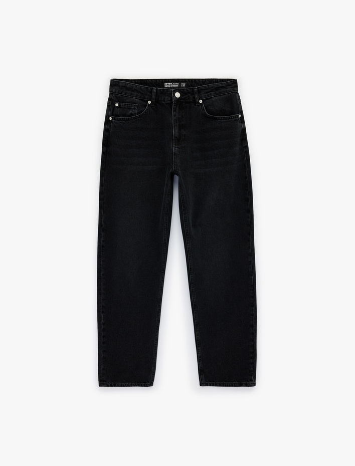  Pamuklu Normal Bel Vintage Straight Fit Jean Pantolon