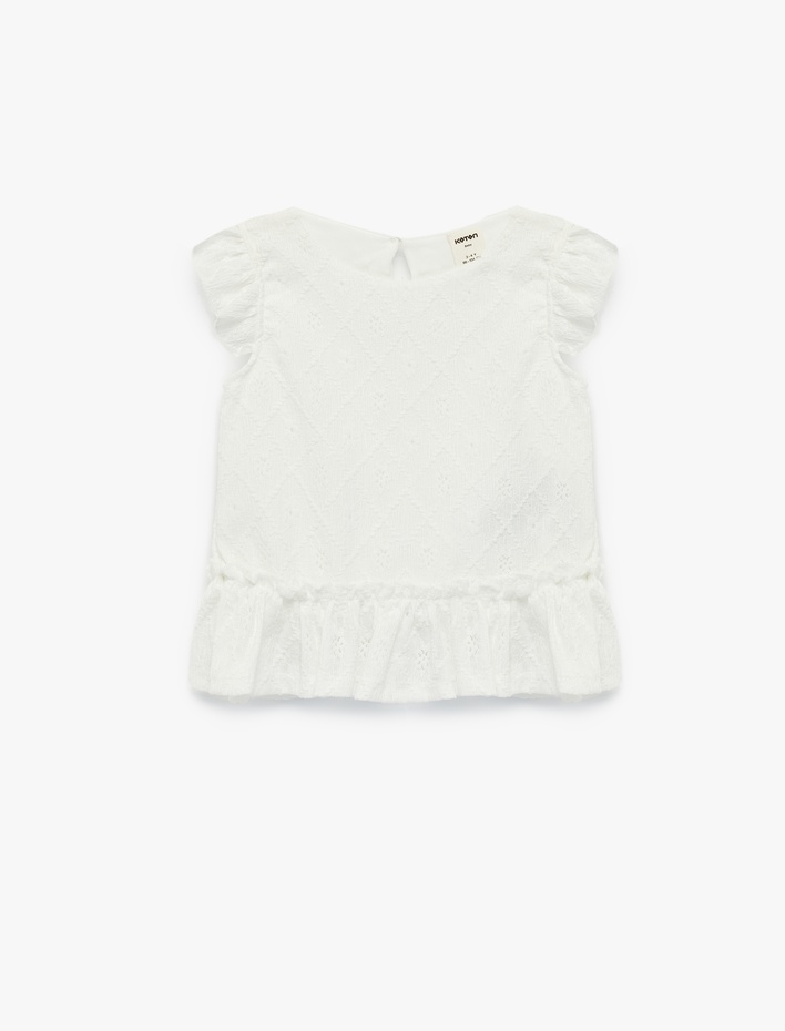 Kız Bebek Fırfır Detaylı Kolsuz Bisiklet Yaka Fistolu Atlet