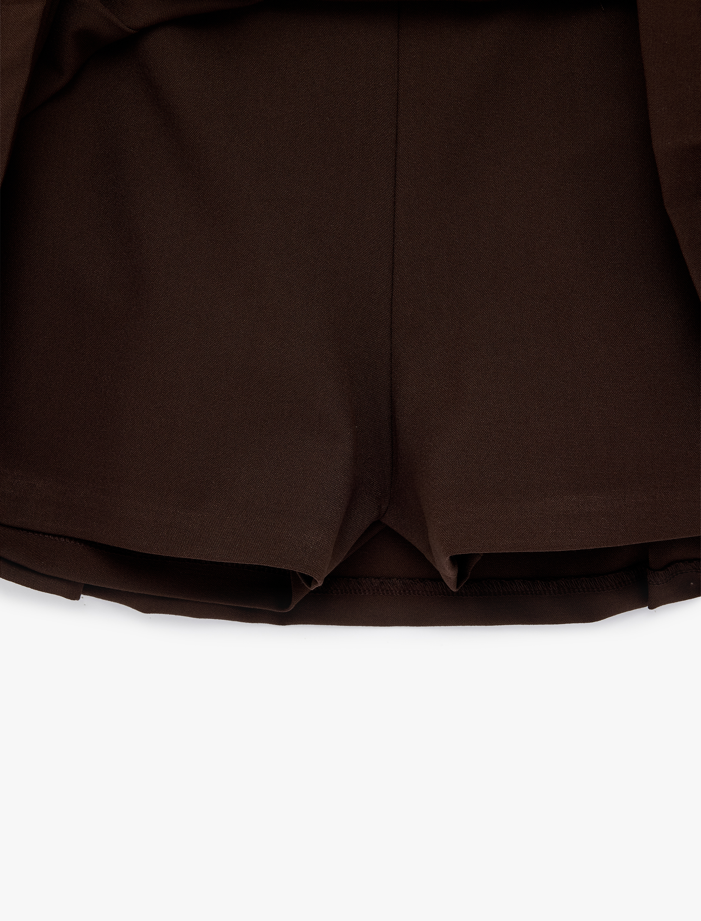   Standart Bel Pileli Şortlu Mini Etek