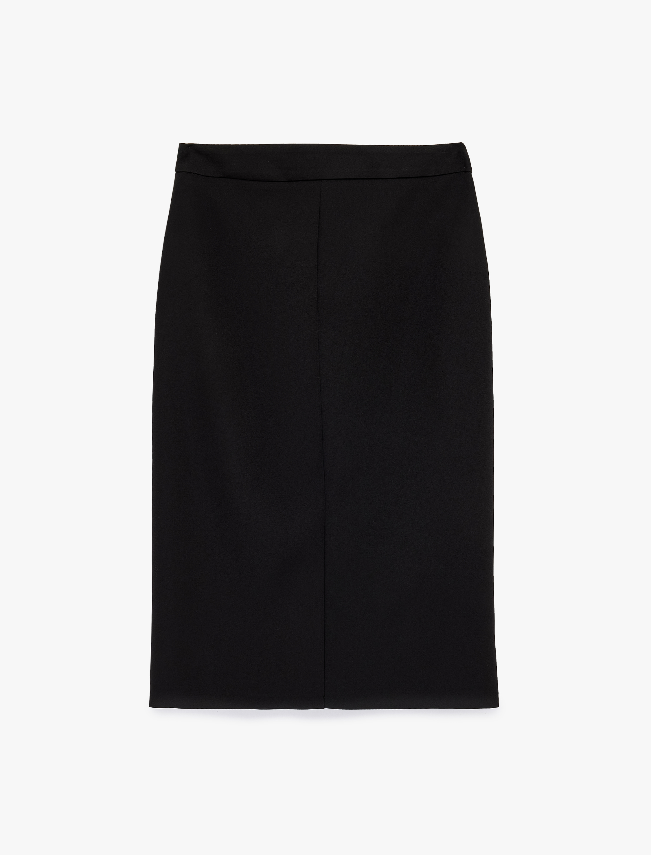   Metal Aksesuarlı Asimetrik Kruvaze Midi Etek