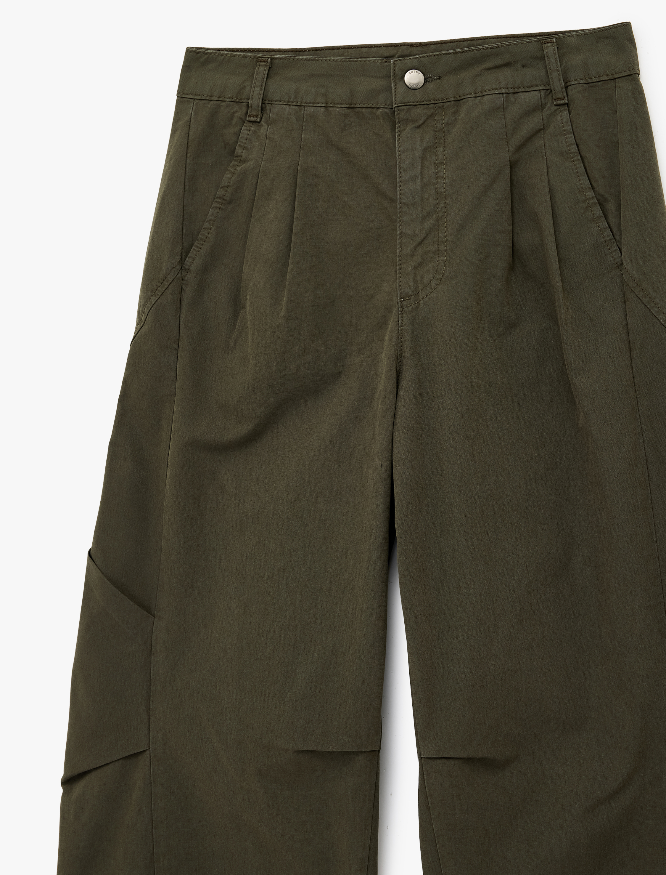   Pamuklu Cepli Düğmeli Normal Bel Rahat Kalıp Balon Pantolon