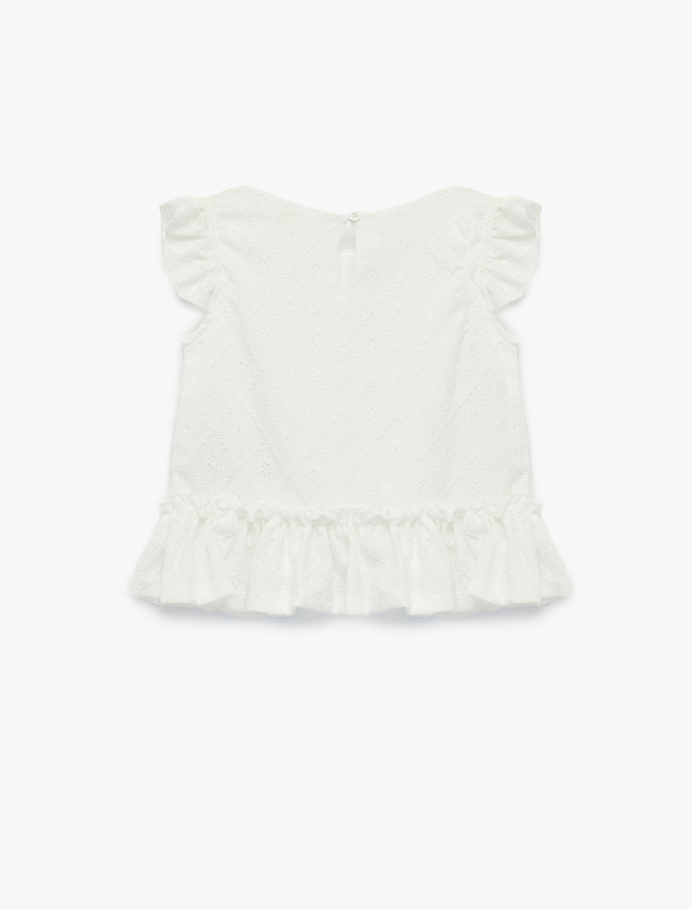  Kız Bebek Fırfır Detaylı Kolsuz Bisiklet Yaka Fistolu Atlet