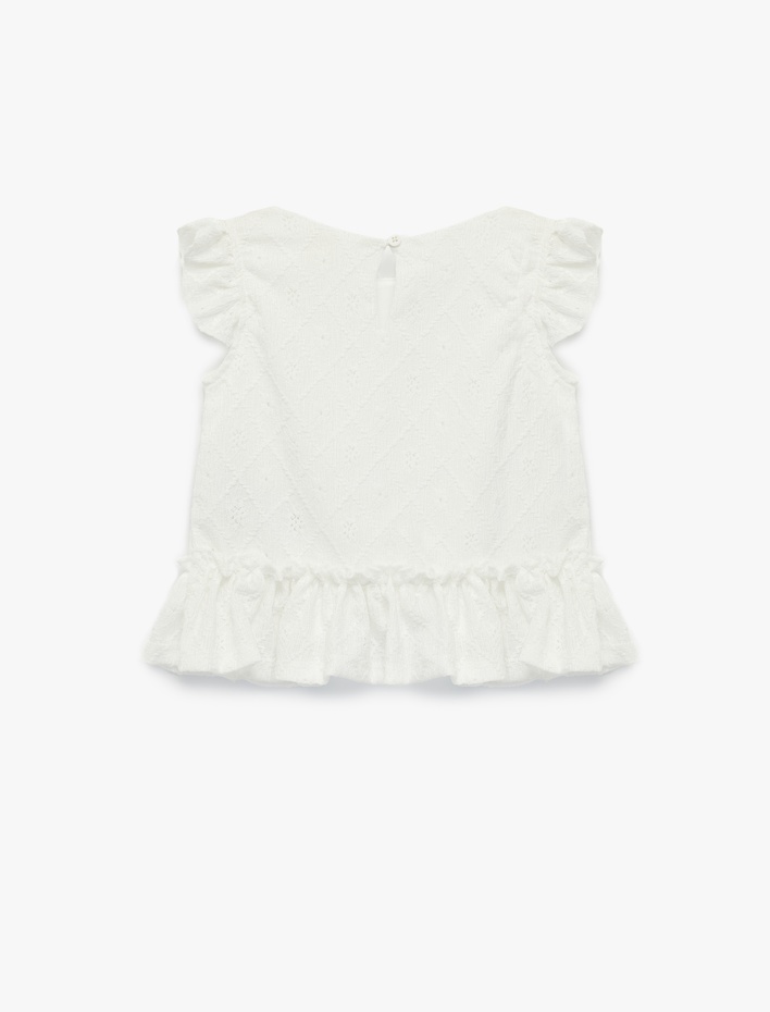 Kız Bebek Fırfır Detaylı Kolsuz Bisiklet Yaka Fistolu Atlet