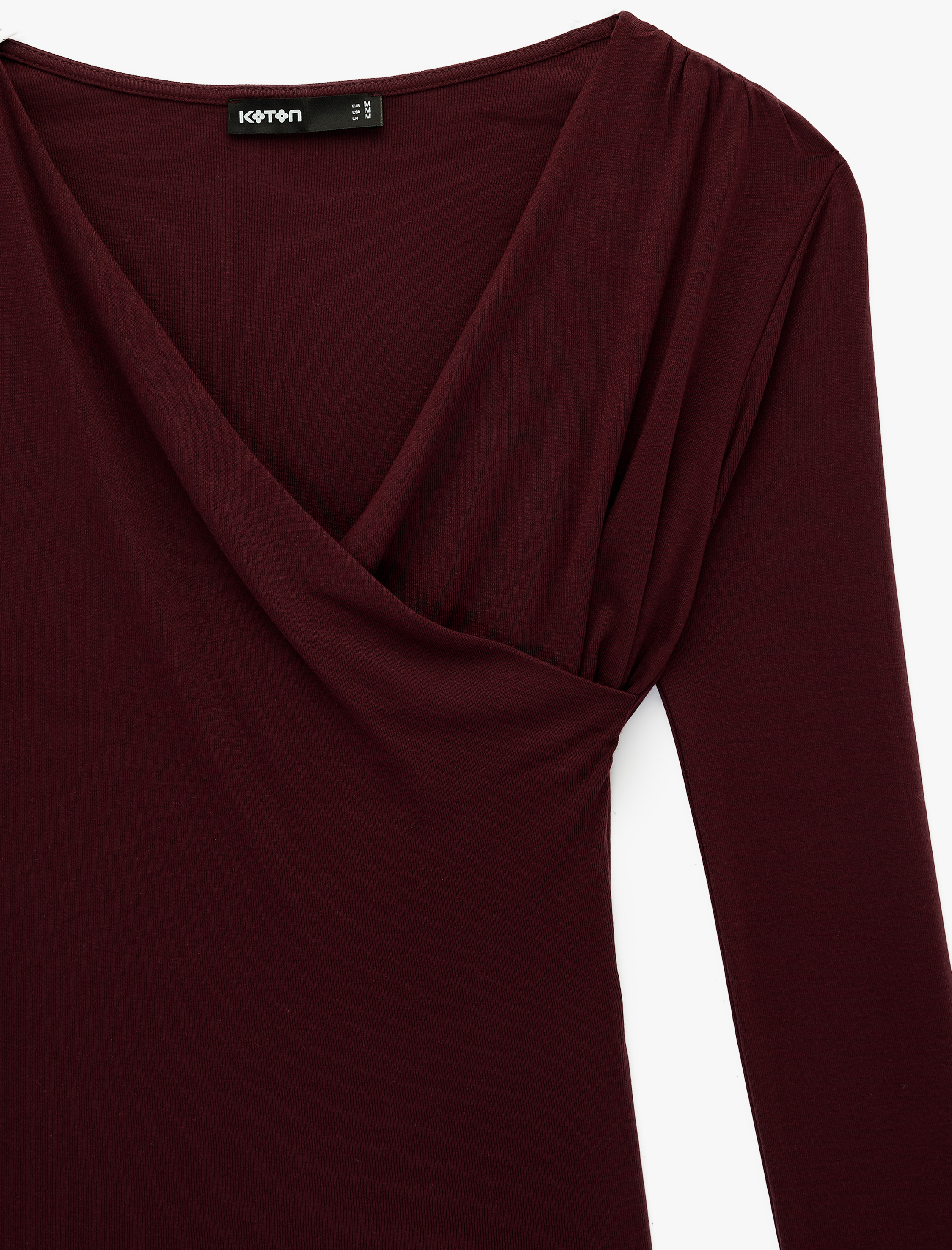   Modal Kumaş Slim Fit Uzun Kollu Kruvaze Degaje Yaka Bluz