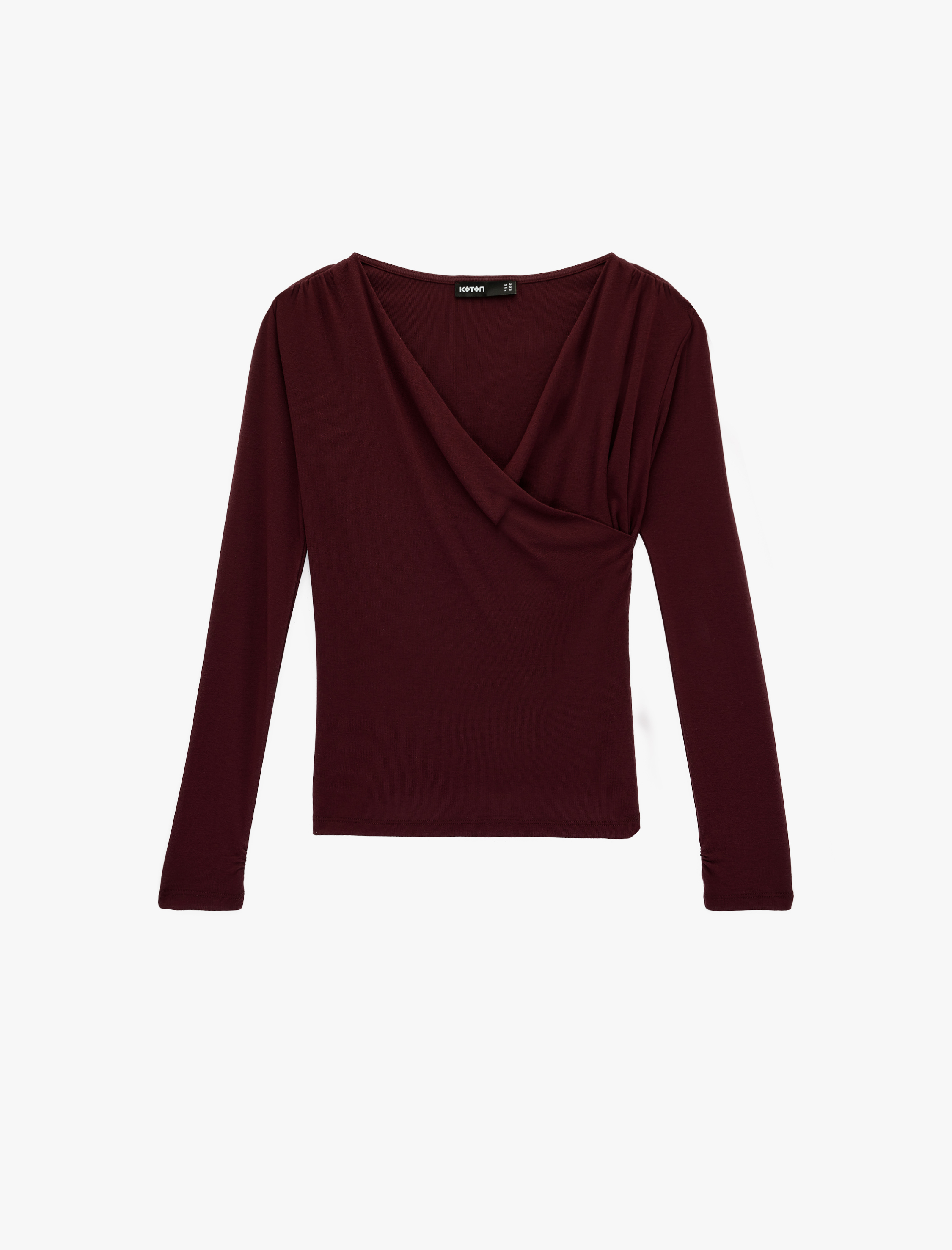   Modal Kumaş Slim Fit Uzun Kollu Kruvaze Degaje Yaka Bluz