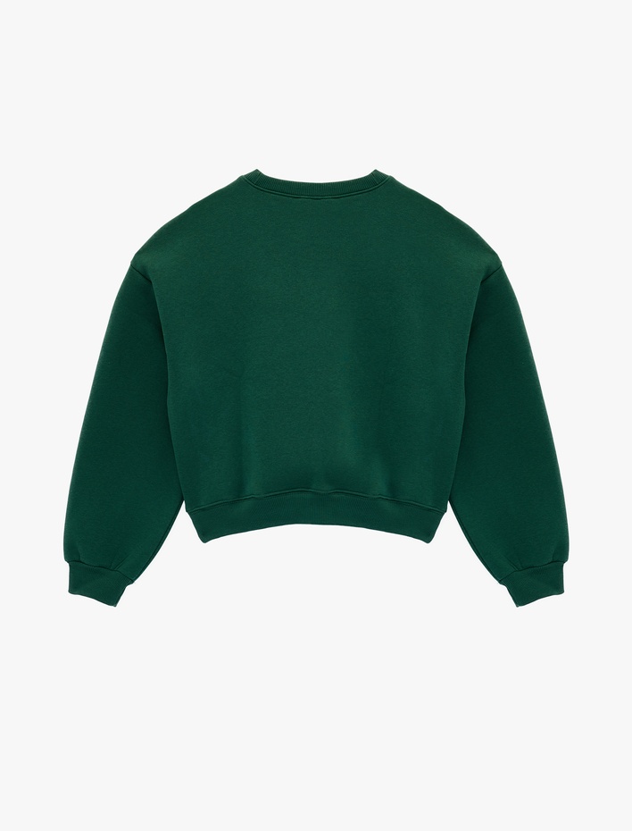  Şardonlu Baskılı Uzun Kollu Bisiklet Yaka Sweatshirt