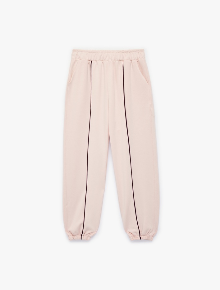 Kız Çocuk Viskon Karışımlı Cep Detaylı Biyeli Jogger Pantolon