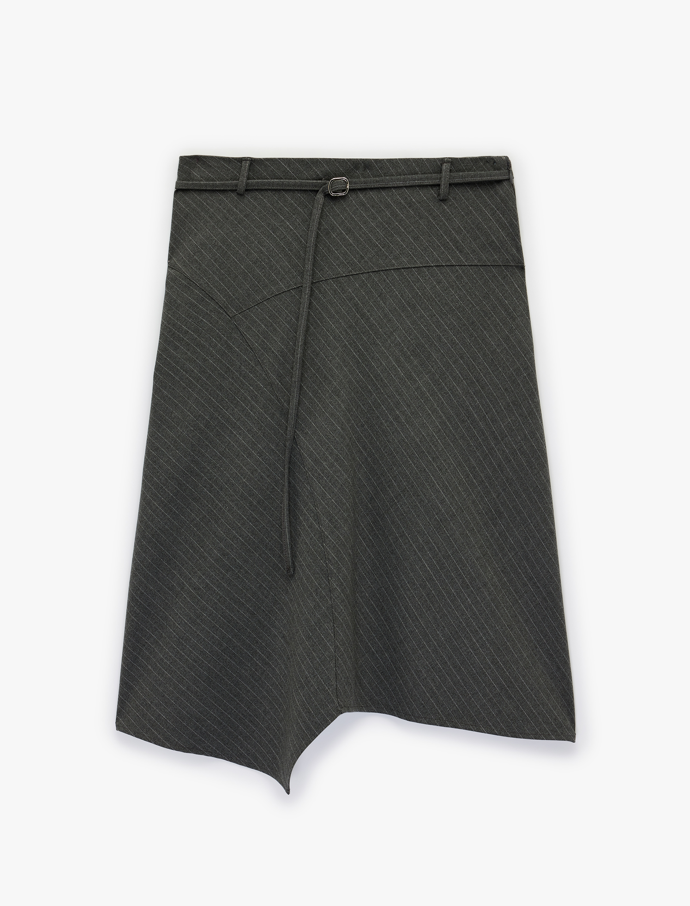   Regular Fit Kemerli Midi Boy Asimetrik Etek