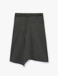 Regular Fit Kemerli Midi Boy Asimetrik Etek