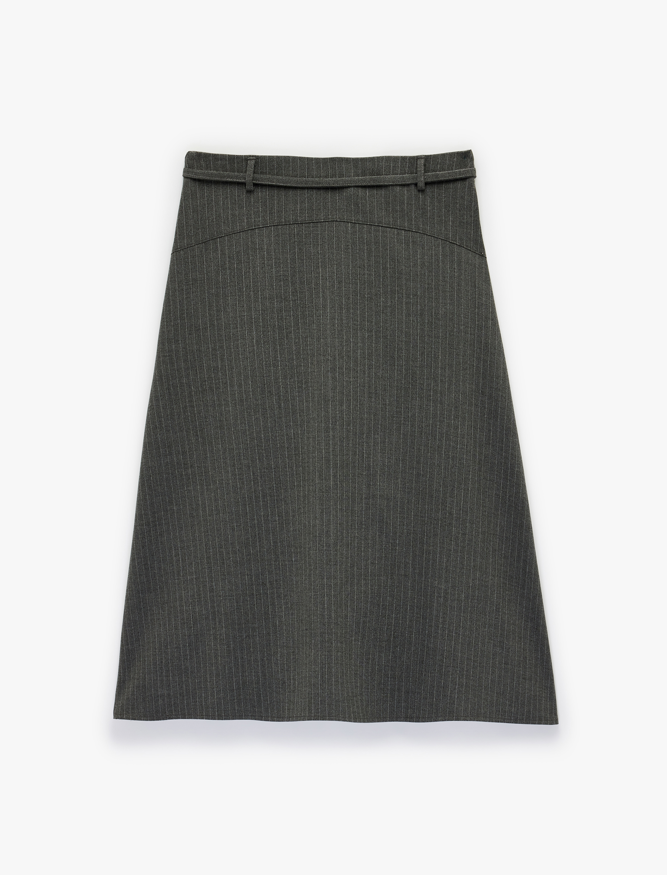   Regular Fit Kemerli Midi Boy Asimetrik Etek