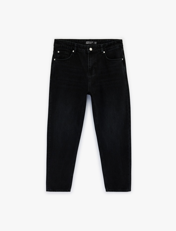  Normal Bel Bol Kalıp Pamuklu Loose Straight Fit Jean Pantolon