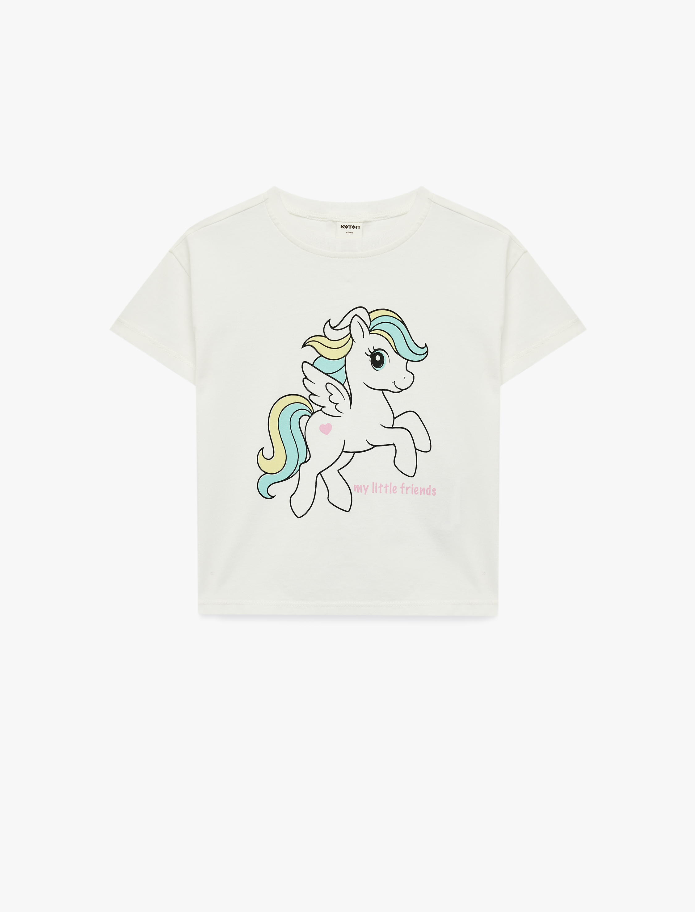  Kız Bebek Kısa Kollu Bisiklet Yaka Pamuklu Unicorn Baskılı Tişört