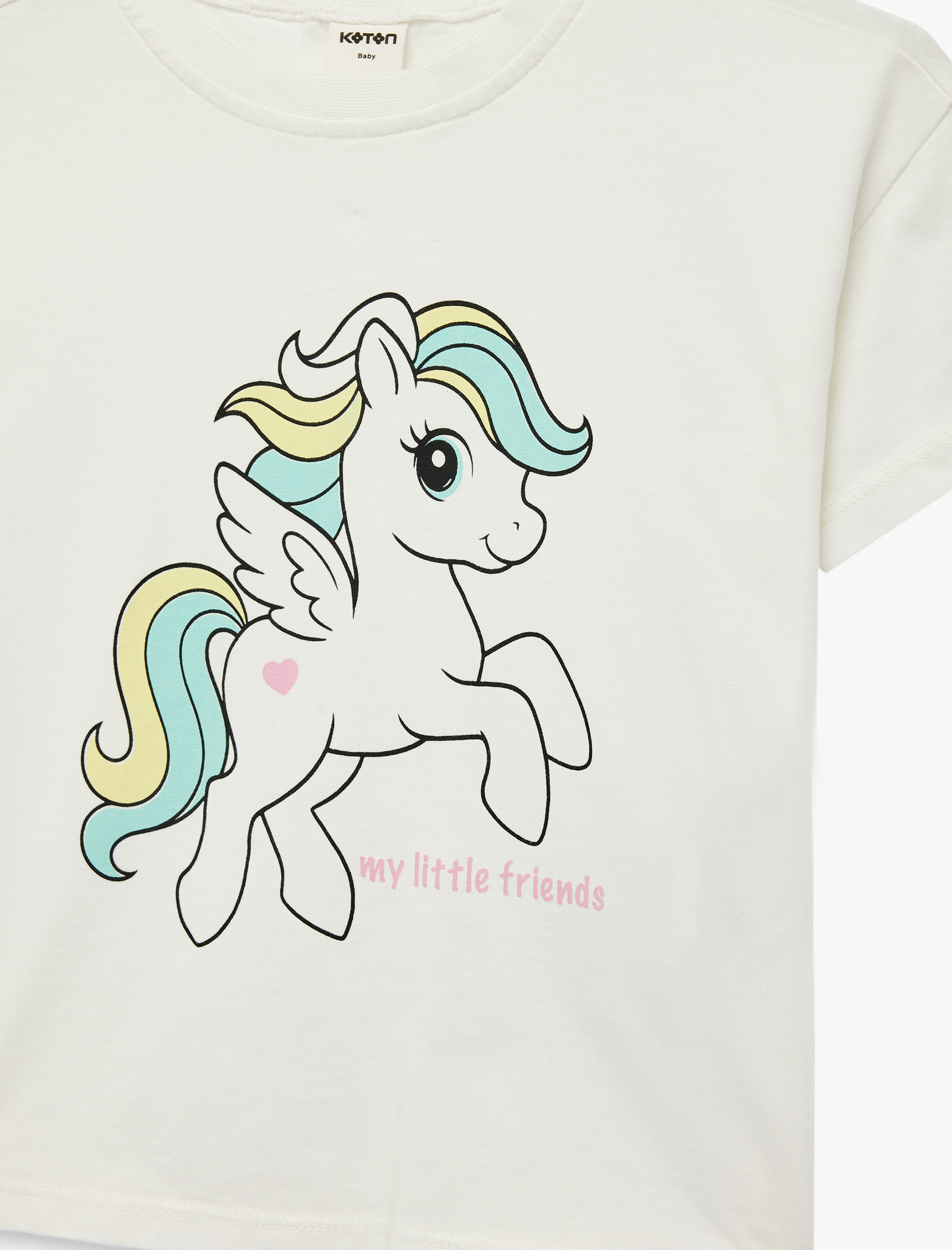  Kız Bebek Kısa Kollu Bisiklet Yaka Pamuklu Unicorn Baskılı Tişört