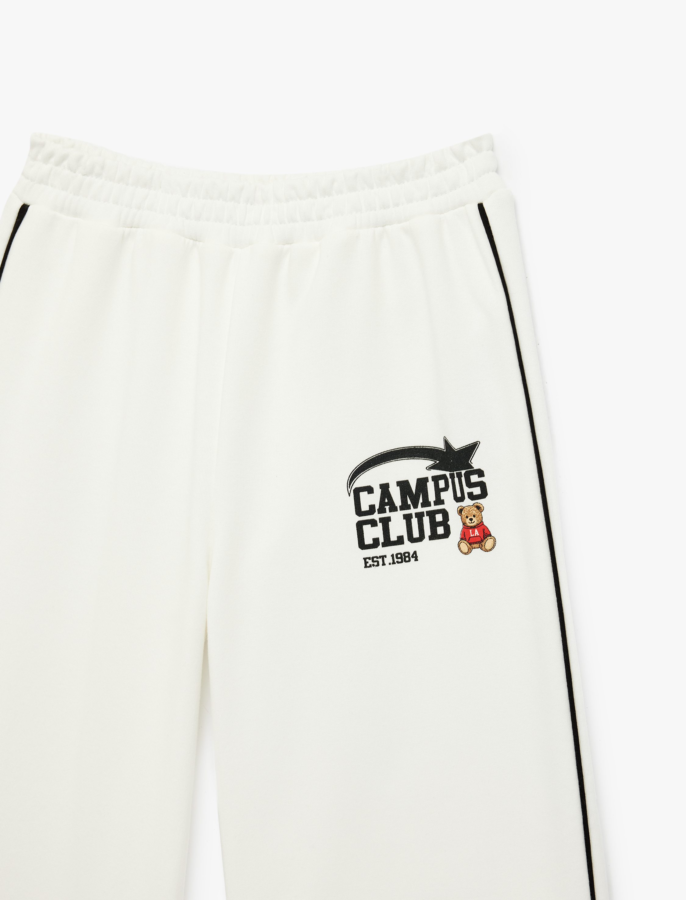  Kız Çocuk Beli Lastikli Baskılı Biyeli Eşofman Altı