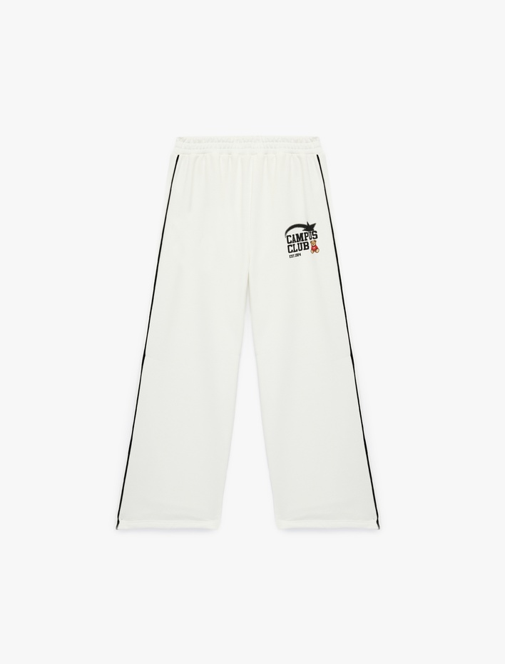 Kız Çocuk Beli Lastikli Baskılı Biyeli Eşofman Altı