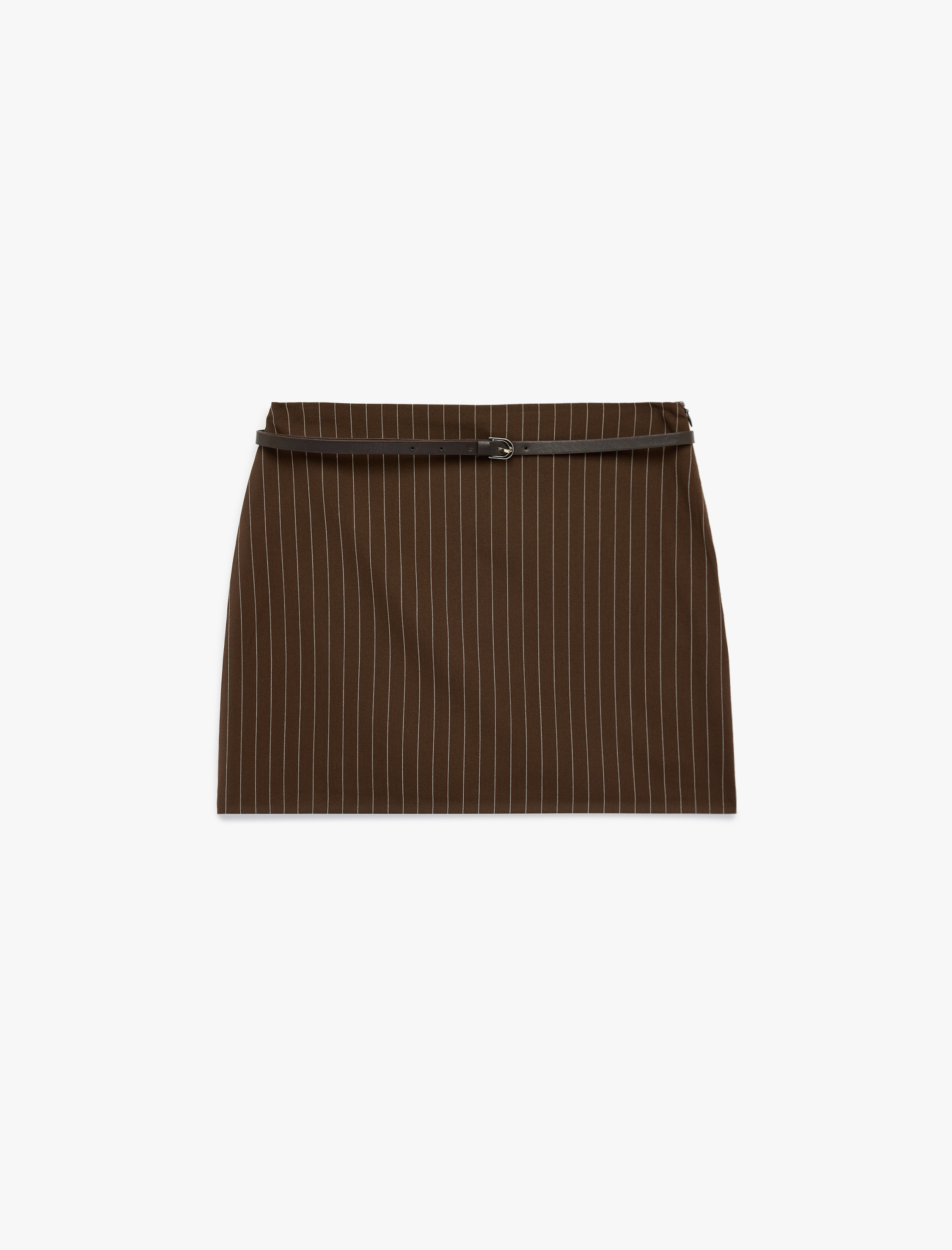  Kemer Detaylı Şortlu Çizgili Mini Etek