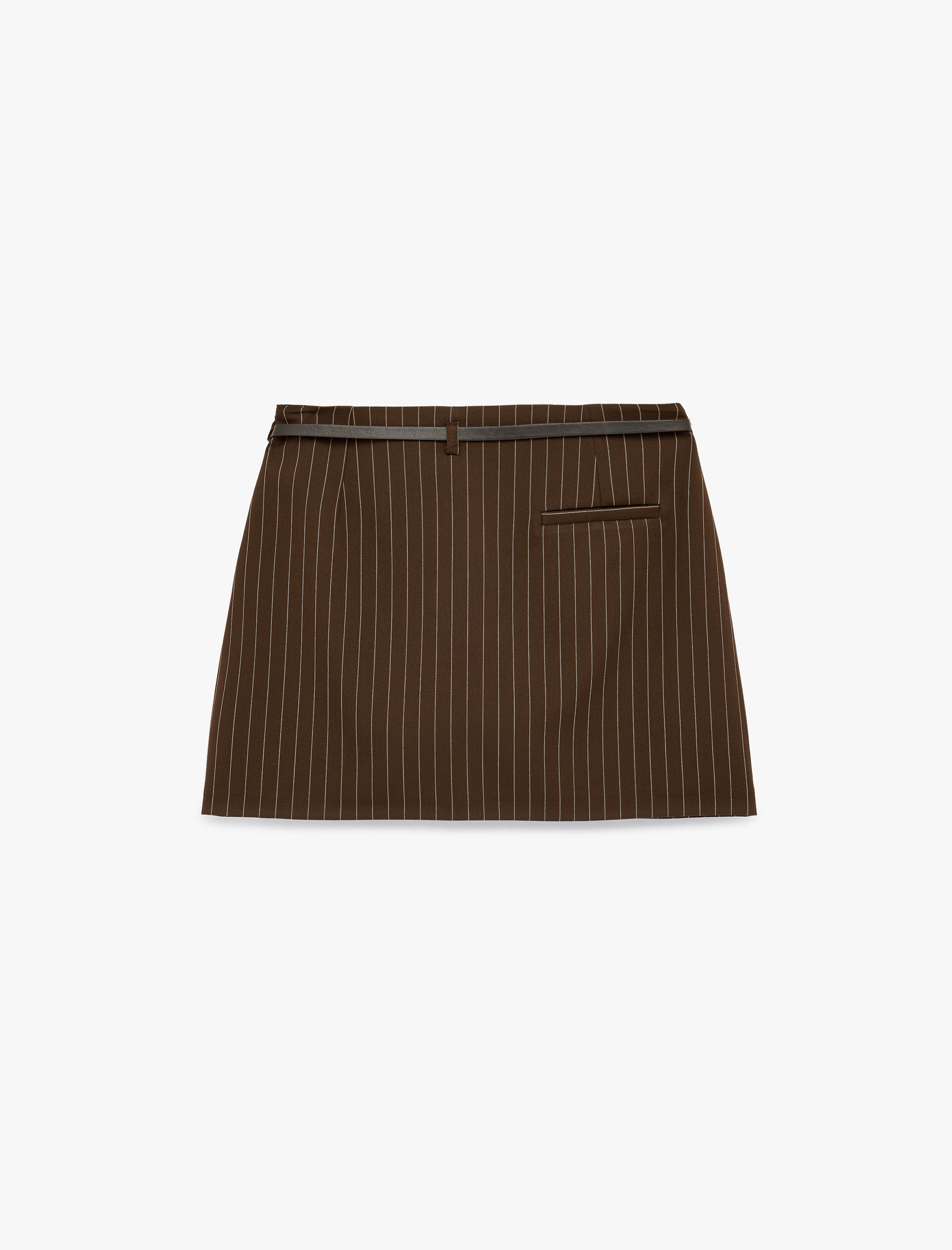   Kemer Detaylı Şortlu Çizgili Mini Etek