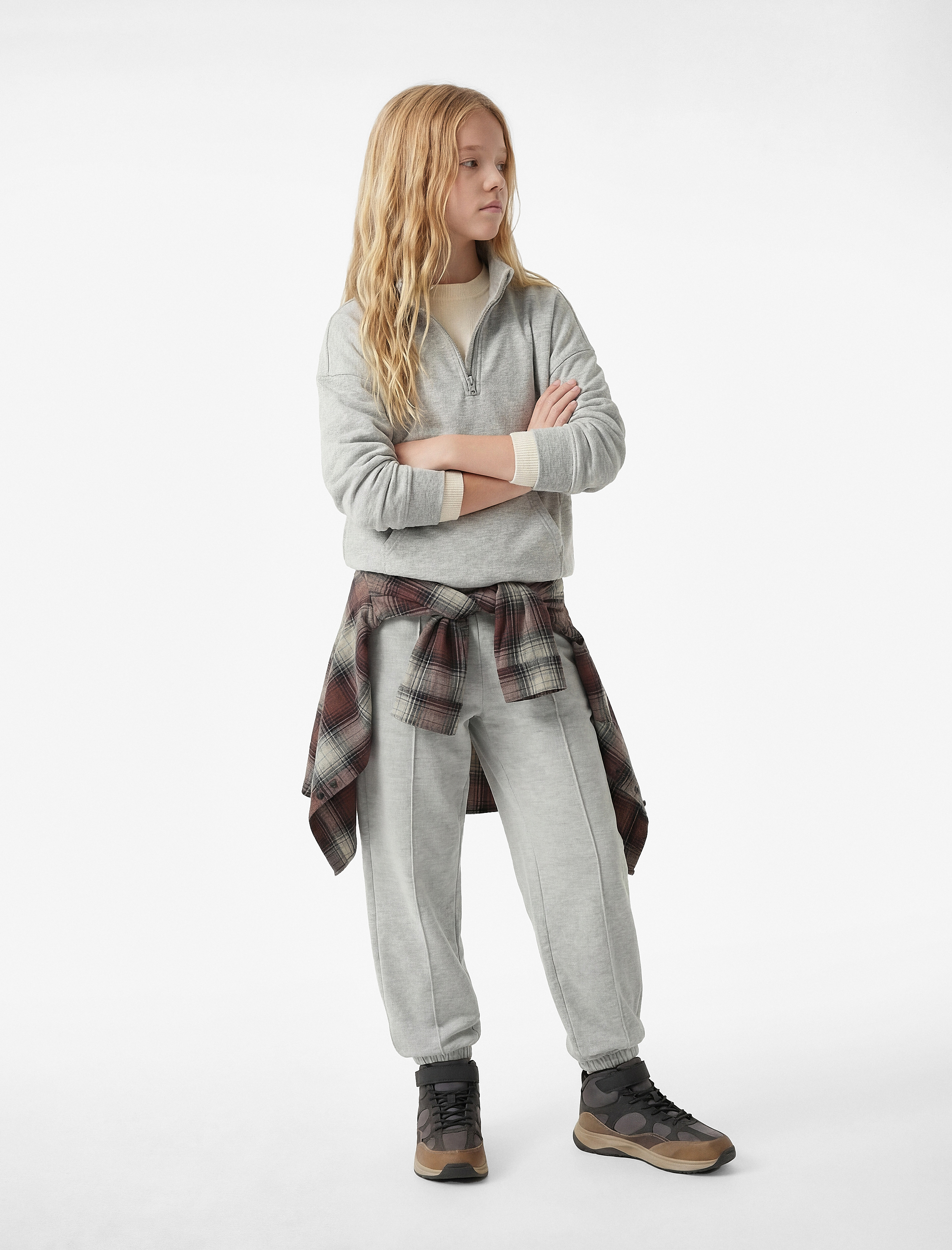  Kız Çocuk Beli Lastikli Cepli Basic Jogger Eşofman Altı