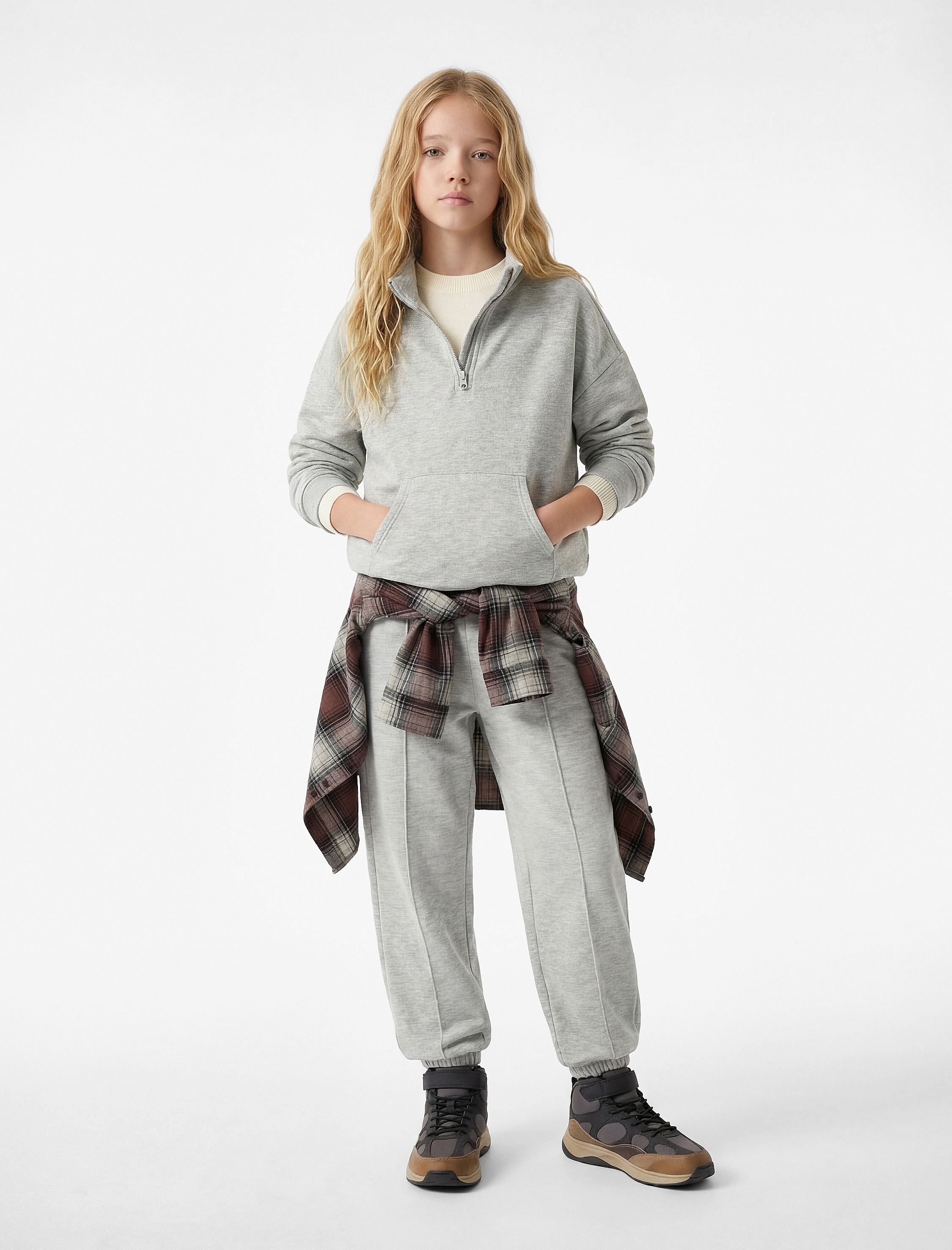  Kız Çocuk Beli Lastikli Cepli Basic Jogger Eşofman Altı