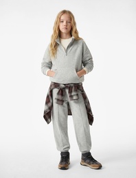 Beli Lastikli Cepli Basic Jogger Eşofman Altı