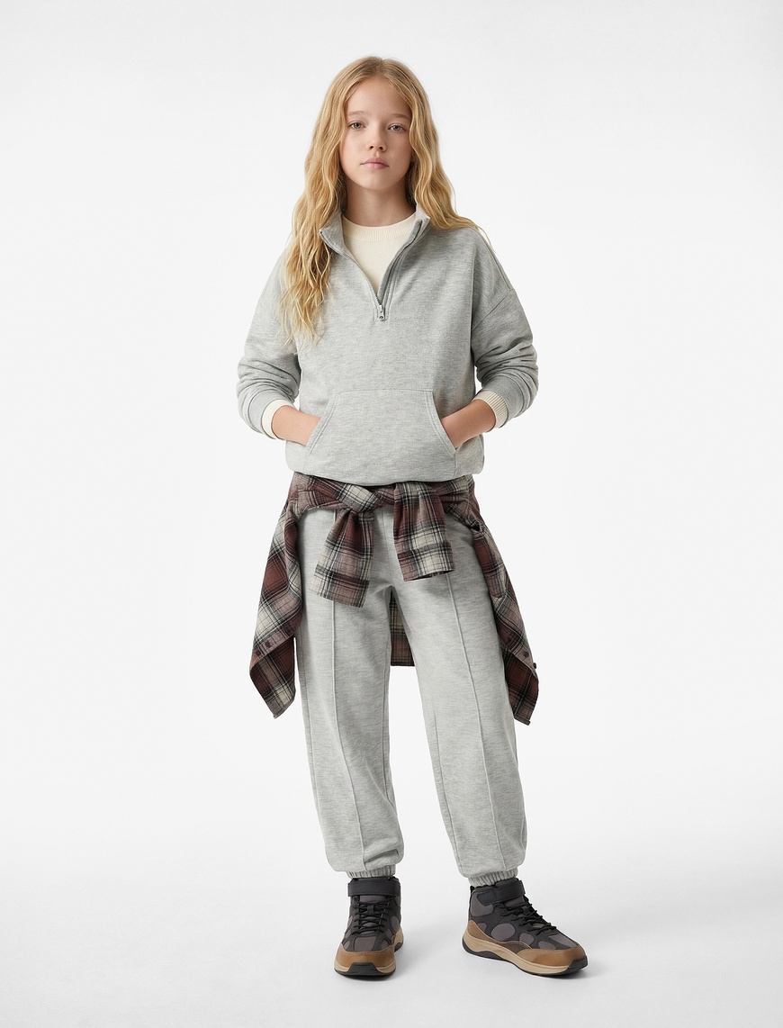 Koton Beli Lastikli Cepli Basic Jogger Eşofman Altı