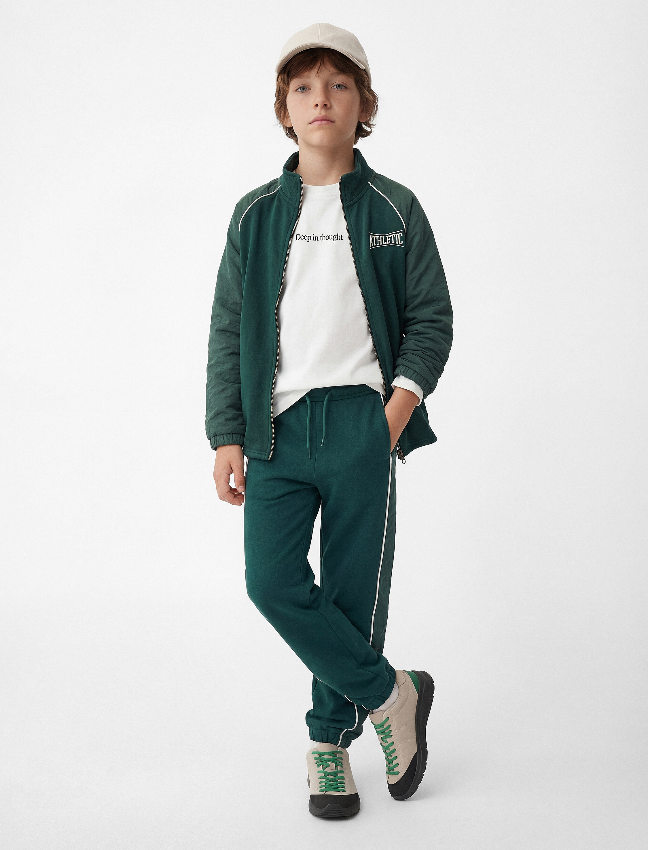  Erkek Çocuk Dik Yaka Uzun Kollu Şardonlu Fermuarlı Sweatshirt