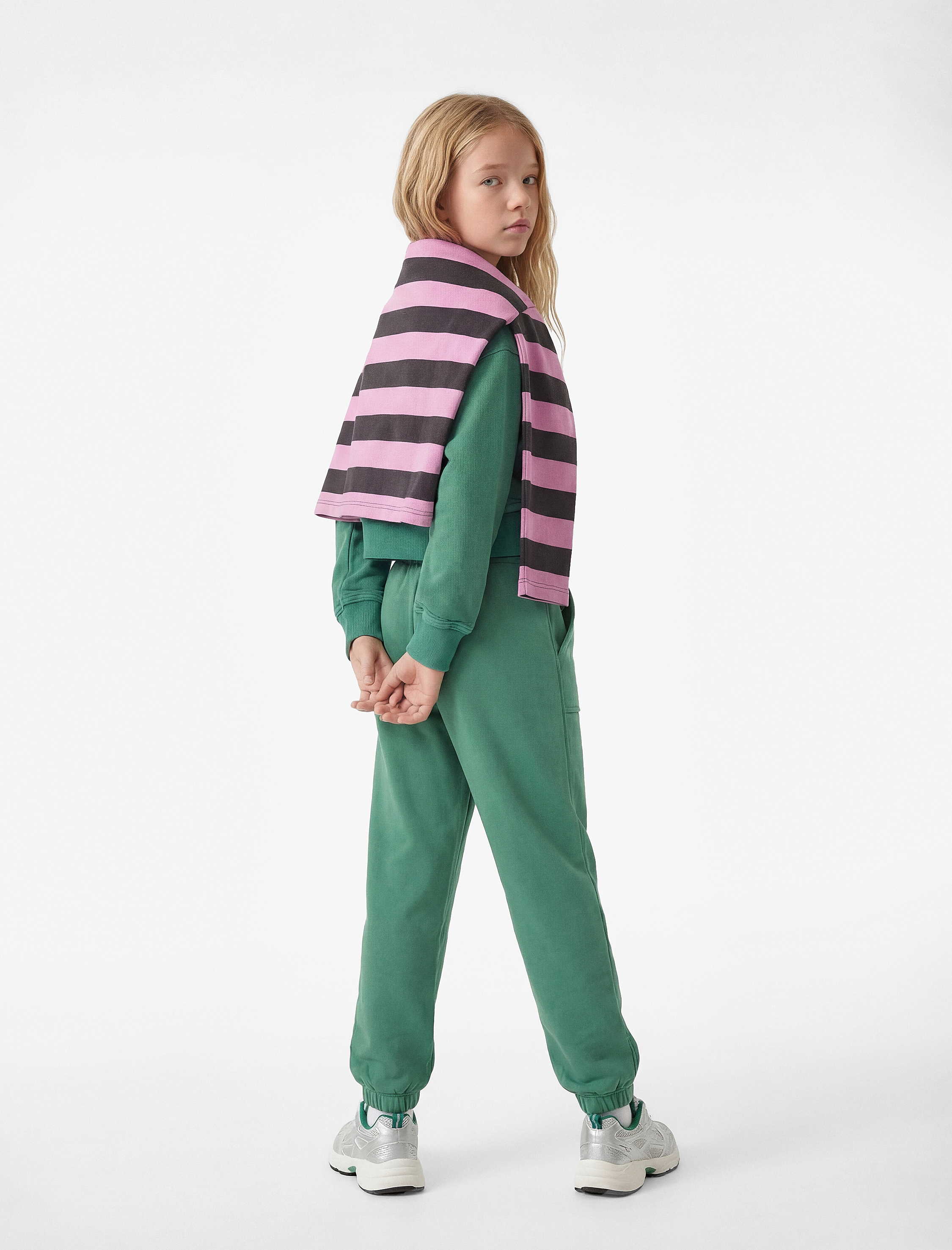  Kız Çocuk Şardonlu Baskılı Cep Detaylı Jogger Eşofman Altı