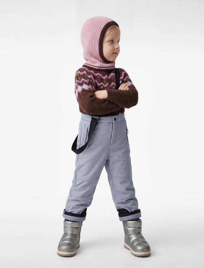 Kız Çocuk Yüksek Bel Bol Paça Fermuarlı Cepli Su İtici Askılı Kayak Pantolonu