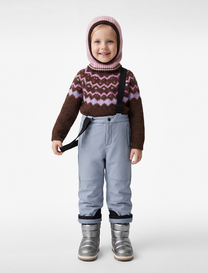 Kız Çocuk Yüksek Bel Bol Paça Fermuarlı Cepli Su İtici Askılı Kayak Pantolonu