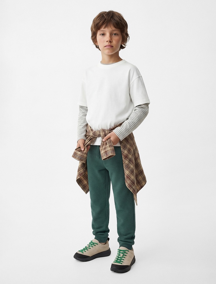 Erkek Çocuk Pamuklu Cep Detaylı Basic Jogger Eşofman Altı