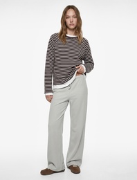 Yüksek Bel Bağcıklı Geniş Paça Pantolon