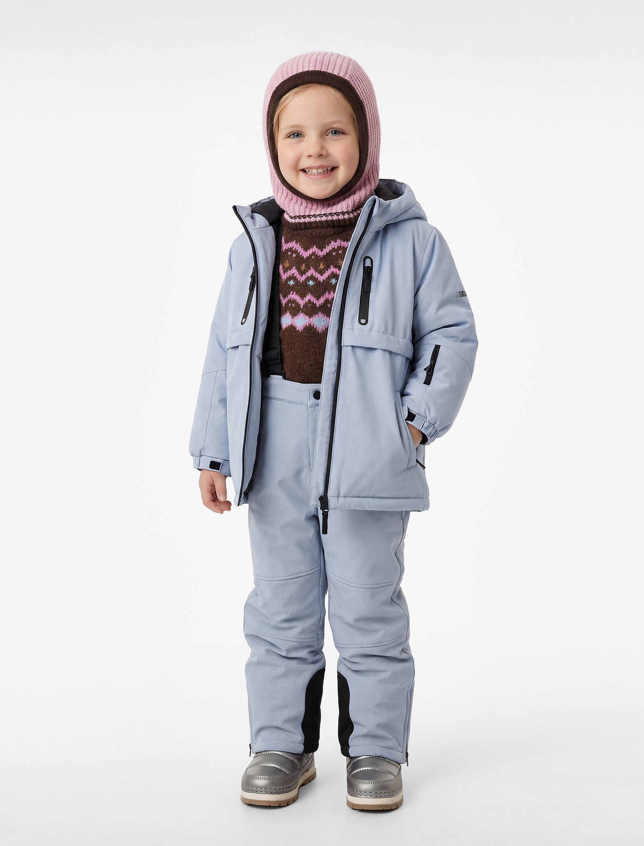  Kız Çocuk Kapşonlu Uzun Kollu Fermuar Detaylı Oversize Mont