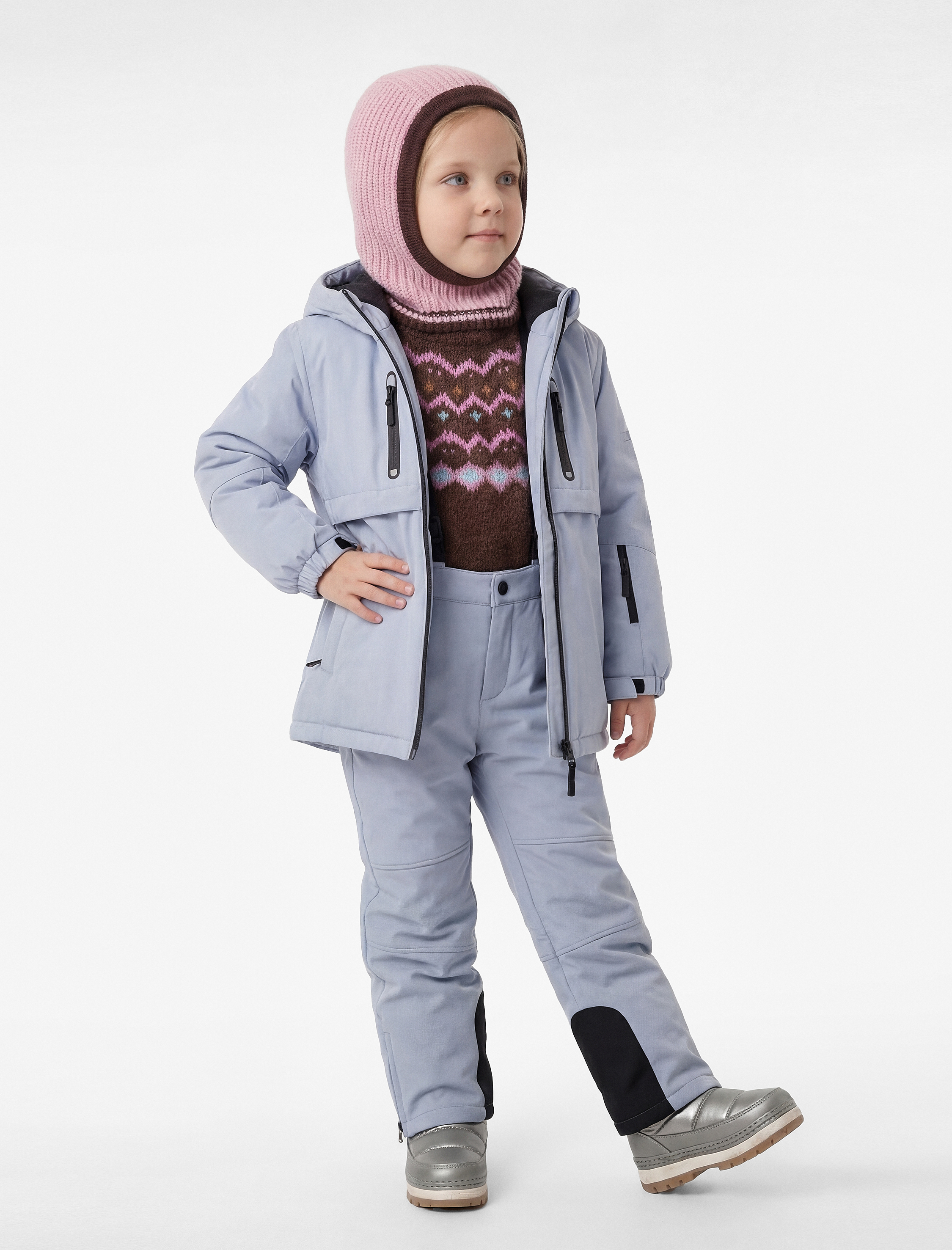  Kız Çocuk Kapşonlu Uzun Kollu Fermuar Detaylı Oversize Mont