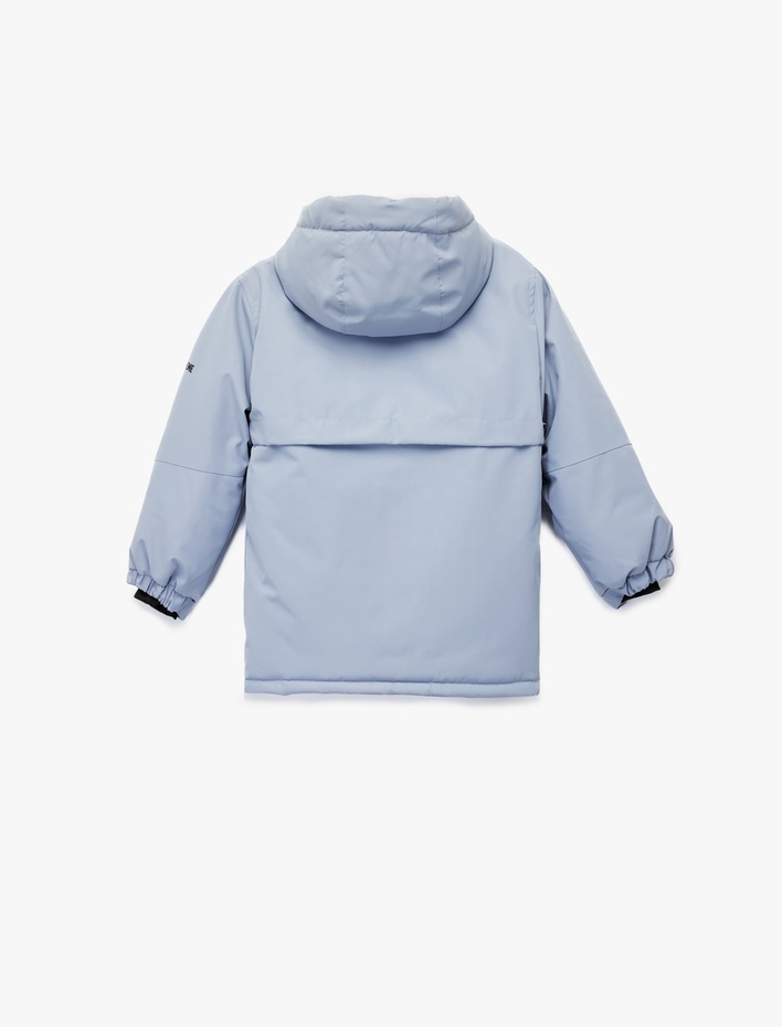 Kız Çocuk Kapşonlu Uzun Kollu Fermuar Detaylı Oversize Mont