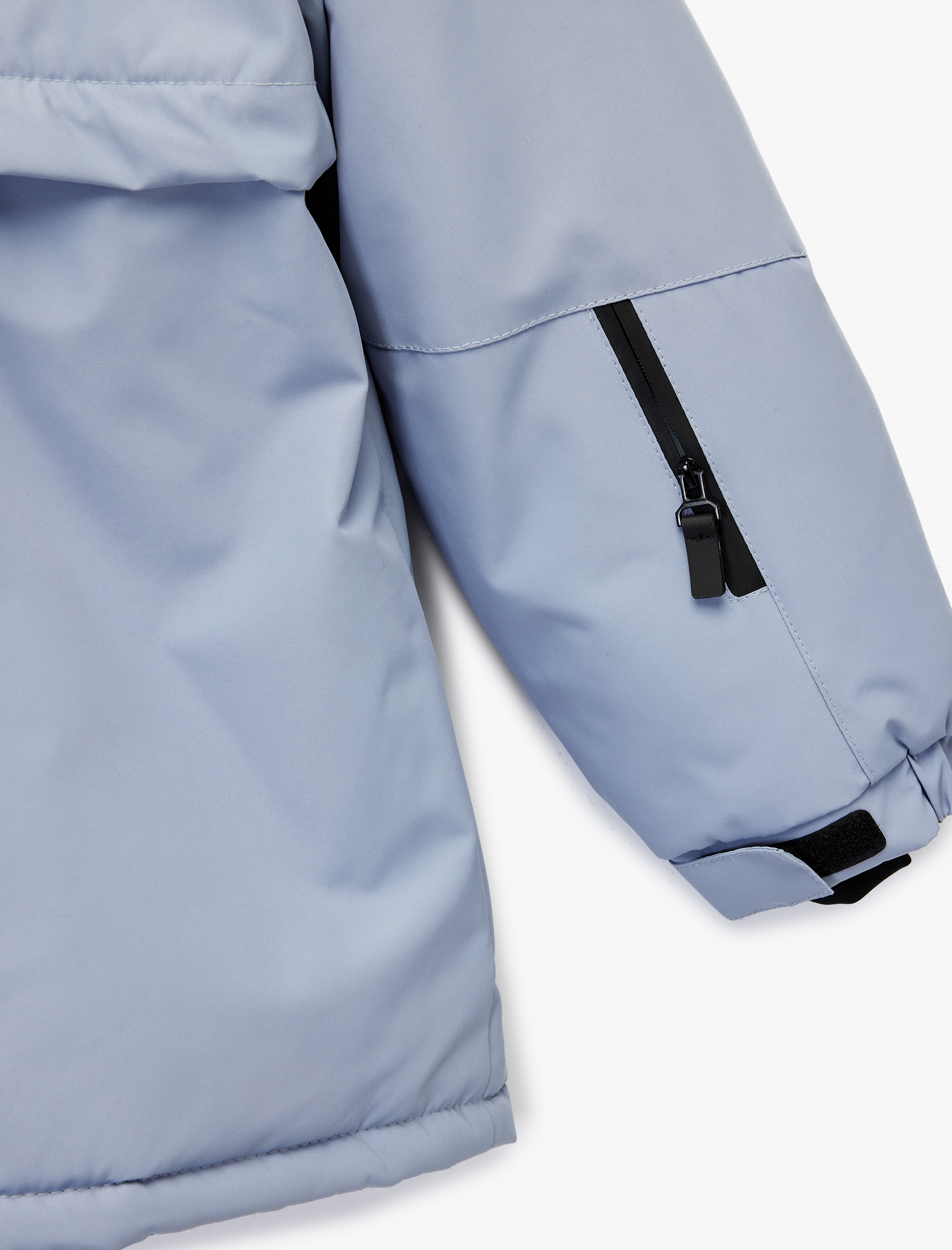  Kız Çocuk Kapşonlu Uzun Kollu Fermuar Detaylı Oversize Mont