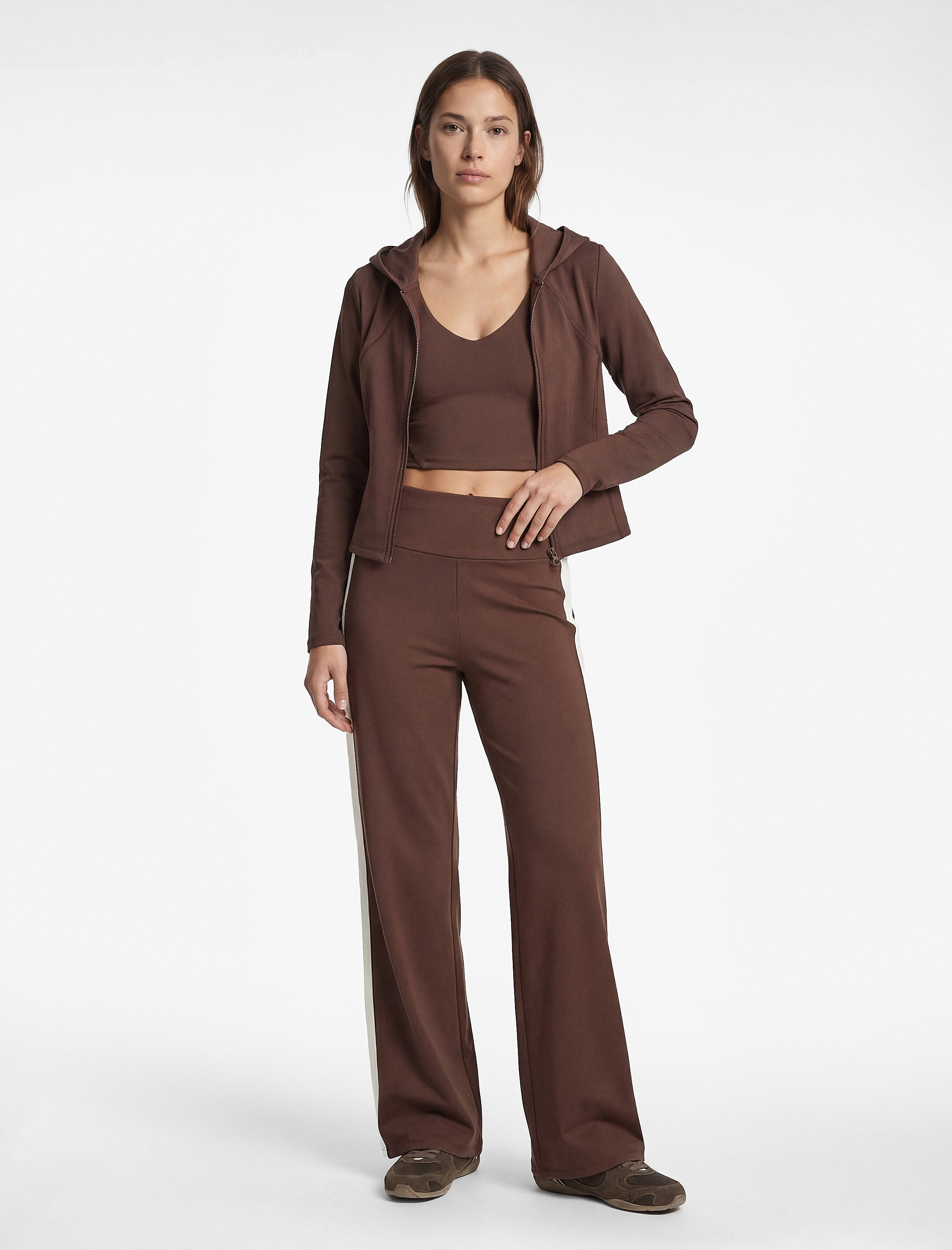   İspanyol Paça Şerit Detaylı İnterlok Kumaş Spor Tayt