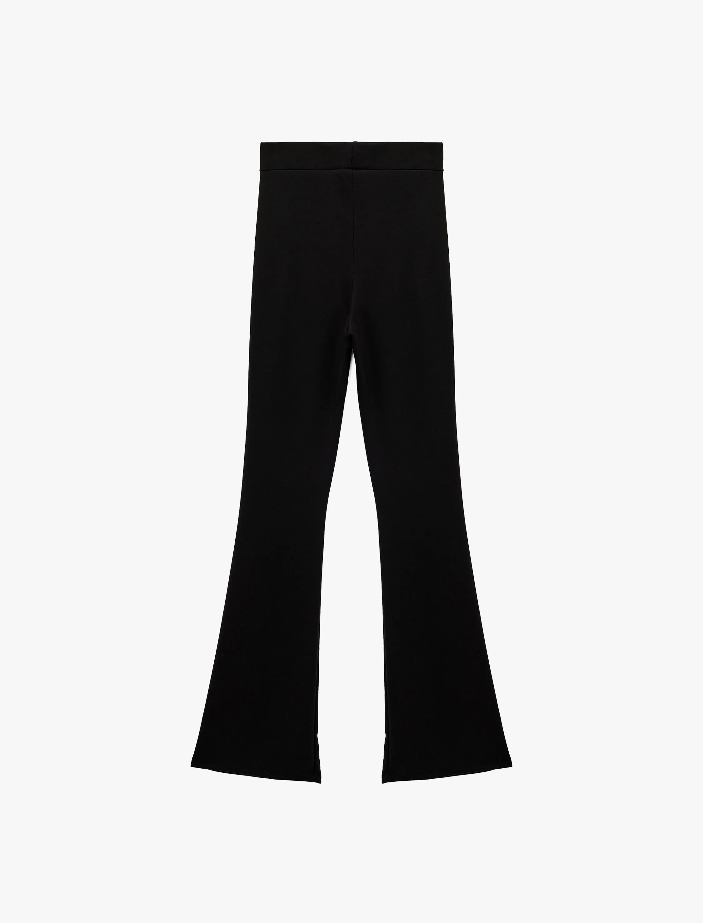   Rahat Kalıp Nervür Detaylı Yüksek Bel Spor İspanyol Paça Tayt