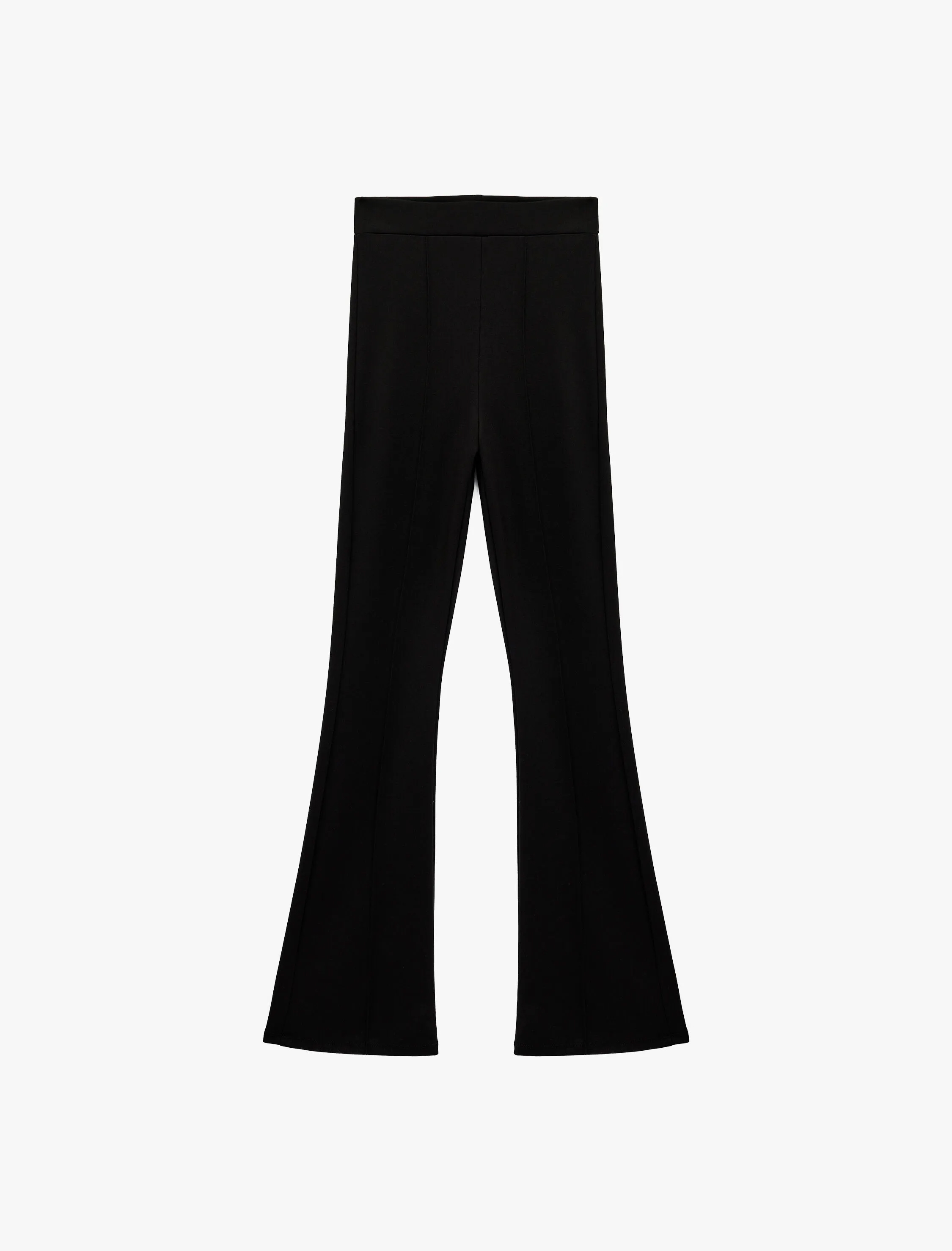   Rahat Kalıp Nervür Detaylı Yüksek Bel Spor İspanyol Paça Tayt